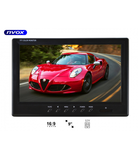 Monitor samochodowy cofania lub wolnostojący LCD 9cali cali AV z RAMKĄ 12V... NVOX HT990T 4PIN