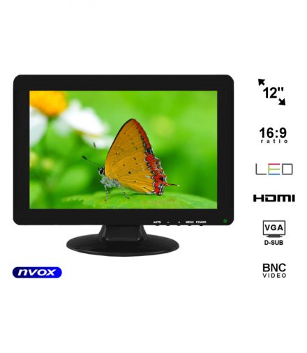Monitor samochodowy lub wolnostojący LCD 12cali cali LED VGA HDMI 12V 230V... (NVOX PC1211 VGAH) NVOX PC1211 VGAH
