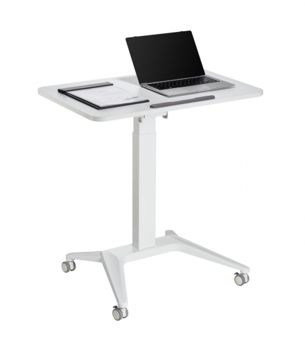 Mobilne biurko stolik na laptop Maclean, białe, pneumatyczna regulacja wysokości, 80x52cm, 8kg max, 109cm wys, MC-453W Maclean CEN-80473
