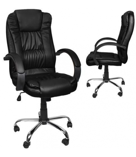 Fotel biurowy skóra eko czarny MALATEC 00008983