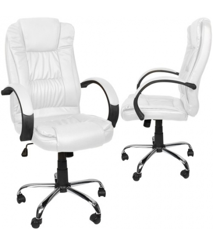 Fotel biurowy skóra eko biały Malatec 23240 00023240