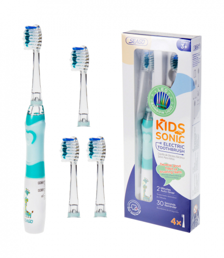 Szczoteczka soniczna dla dzieci, kolor zielony, 1xAAA 1,5V (brak w zestawie), 3 końcówki, SG-977 Green SEAGO CEN-85306