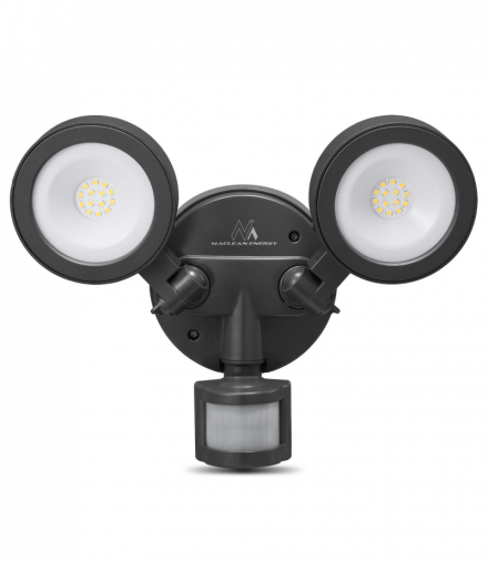 Lampa LED, Ścienna, Z czujnikiem PIR, PC+ALU, 20W, 1900lm, IP65, Neutral White 4000K, Szara, MCE368 Maclean CEN-70127