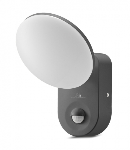 Lampa LED z czujnikiem PIR, ścienna, z czujnikiem PIR, PC+ALU, 15W, 1100lm, IP65, Neutral White 4000K, szara, MCE367 Maclean CEN-70126