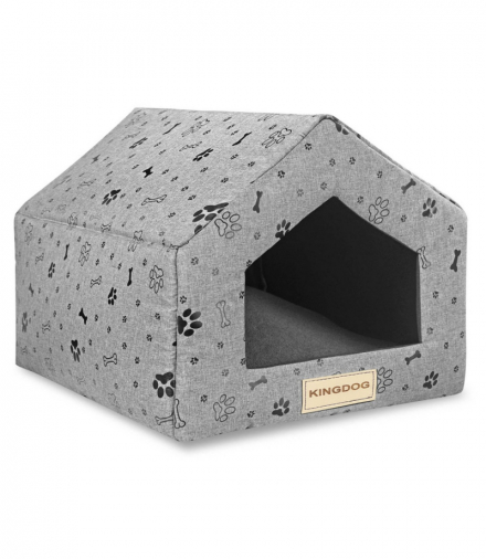 Legowisko gąbka domek kości czarne 50x40 cm h38cm Kingdog AIO CEN-85461