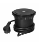Gniazdo meblowe Ø10cm wysuwane z blatu z ładowarką indukcyjną, ładowarką USB i przewodem 1,5m, 3x2P+Z (Schuko), Qi 1.2.4 max. 10