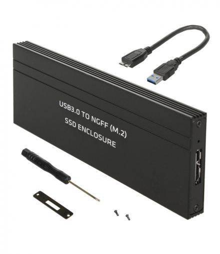 Obudowa dysku, SSD M.2, NGFF, USB 3.0, rozmiary 2230/2240/2260/2280, aluminiowa obudowa, MCE582 Maclean CEN-72064