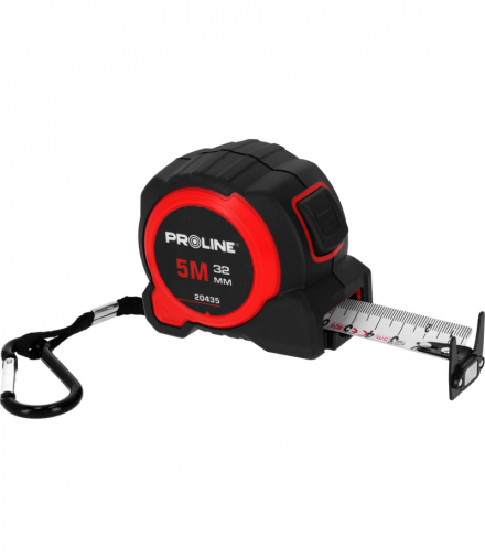 Miara, taśma miernicza, zwijana, 5m/32mm dwustr.magn.nyl.zaw.klip., CE, Proline 20435