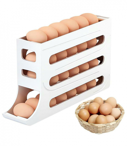 Pojemnik podajnik na jajka, wygodne wyciąganie i wkładanie jaj biały 30 jaj ATL DA337