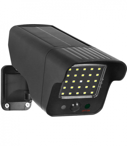 Solarna atrapa kamery, migająca dioda, czujnik ruchu, oświetlenie LED, naklejka gratis, SOL1803S CE CEN-86378