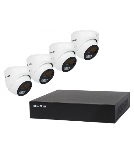 Zestaw monitoringu POE 4x5MP, 1TB, BL-Ki5T4/POE/1TB, 4x kamery kopułowe 5MP, Dysk HDD 1TB, Blow 78-671