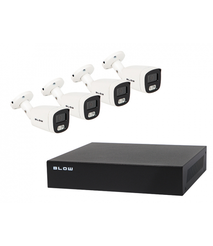 Zestaw monitoringu POE 4x5MP, 1TB, BL-Ki5B4/POE/1TB, 4x kamery tubowe 5MP, Dysk HDD 1TB, Blow 78-670