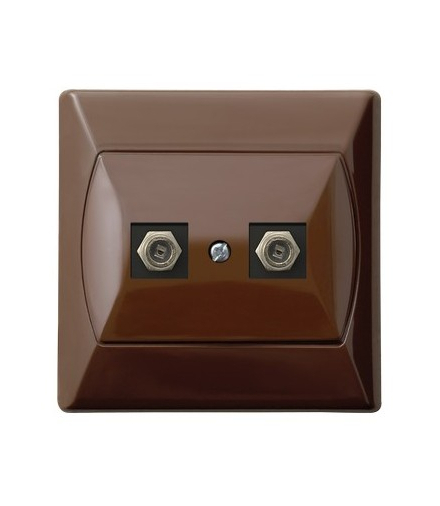 AKCENT GPA-2AF/24 Gniazdo antenowe typu F podwójne Brązowy Ospel