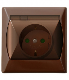 AKCENT GPH-1ASP/24/d Gniazdo bryzgoszczelne z uziemieniem schuko IP-44 z przesłonami torów prądowych wieczko przezroczyste Brązowy Ospel