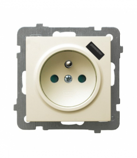 AS GP-1GZPUSB/m/27 Gniazdo pojedyncze z uziemieniem z przesłonami torów prądowych, z ładowarką USB Ecru Ospel