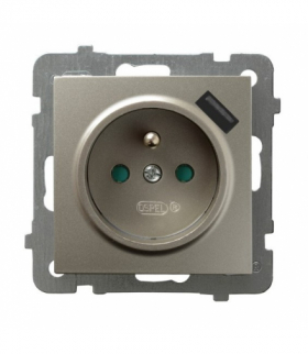 AS GP-1GZPUSB/m/45 Gniazdo pojedyncze z uziemieniem z przesłonami torów prądowych, z ładowarką USB Satyna Light Ospel