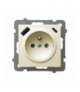 AS GP-1GZPUSBAC/m/27 Gniazdo pojedyncze z uziemieniem z przesłonami torów prądowych, z ładowarką USB A+C Ecru Ospel