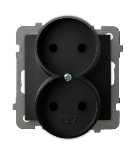 AS GP-2GR/m/33 Gniazdo podwójne moduł bez ramki Czarny Metalik Ospel