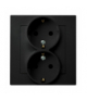 AS GP-2GS/33 Gniazdo podwójne z uziemieniem schuko kompletne z ramką Czarny Metalik Ospel