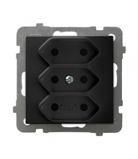 AS GP-3G/m/33 Gniazdo potrójne EURO Czarny Metalik Ospel