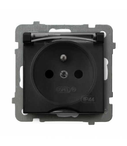 AS GPH-1GZ/m/33/d Gniazdo bryzgoszczelne z uziemieniem IP-44 wieczko przezroczyste Czarny Metalik Ospel