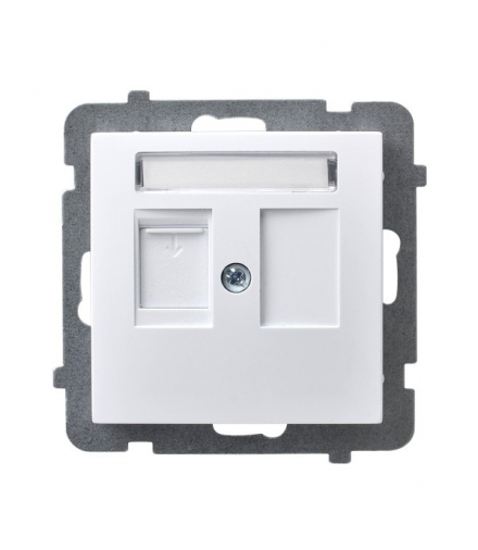 AS GPK-1GP/p/00 Obudowa gniazda pojedynczego z przesłoną typu Keystone prosta Biały Ospel
