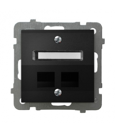 AS GPK-2GS/p/33 Obudowa gniazda podwójnego typu Keystone skośna Czarny Metalik Ospel