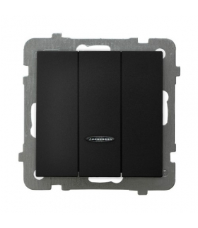 AS ŁP-13GS/m/33 Łącznik potrójny z podświetleniem niebieskim Czarny Metalik Ospel