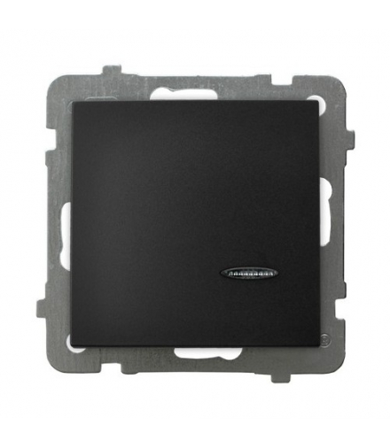 AS ŁP-1GS/m/33 Łącznik jednobiegunowy z podświetleniem niebieskim Czarny Metalik Ospel