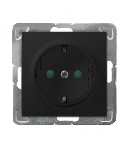 IMPRESJA GP-1YSP/m/33 Gniazdo pojedyncze z uziemieniem schuko z przesłonami torów prądowych Czarny Metalik Ospel