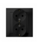 IMPRESJA GP-2YS/33 Gniazdo podwójne z uziemieniem schuko kompletne z ramką Czarny Metalik Ospel