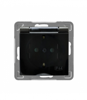 IMPRESJA GPH-1YSP/m/50/d Gniazdo bryzgoszczelne z uziemieniem schuko IP-44 z przesłonami torów prądowych wieczko przezroczyste Antracyt Ospel