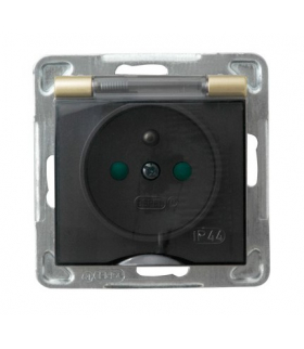 IMPRESJA GPH-1YZP/m/28/d Gniazdo bryzgoszczelne z uziemieniem IP-44 z przesłonami torów prądowych wieczko przezroczyste Złoty Metalik Ospel