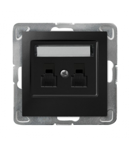 IMPRESJA GPT-2YN/m/33 Gniazdo telefoniczne podwójne niezależne Czarny Metalik Ospel