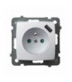 KARO GP-1SZPUSB/m/00 Gniazdo pojedyncze z uziemieniem z przesłonami torów prądowych, z ładowarką USB Biały Ospel
