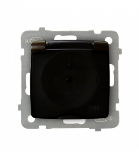 KARO GPH-1SZP/m/40/d Gniazdo bryzgoszczelne z uziemieniem IP-44 z przesłonami torów prądowych wieczko przezroczyste Czekoladowy Metalik Ospel