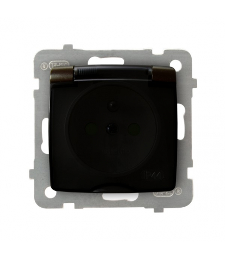 KARO GPH-1SZP/m/40/d Gniazdo bryzgoszczelne z uziemieniem IP-44 z przesłonami torów prądowych wieczko przezroczyste Czekoladowy Metalik Ospel