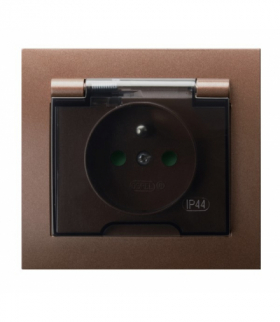KIER GPH-1WZP/52/d Gniazdo bryzgoszczelne z uziemieniem IP-44 z przesłonami torów prądowych wieczko przezroczyste Brązowy Metalik Ospel