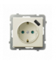 SONATA GP-1RSPUSB/m/27 Gniazdo pojedyncze z uziemieniem schuko z przesłonami torów prądowych, z ładowarką USB Ecru Ospel