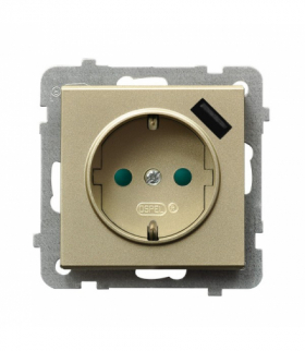 SONATA GP-1RSPUSB/m/39 Gniazdo pojedyncze z uziemieniem schuko z przesłonami torów prądowych, z ładowarką USB Szampański Złoty Ospel