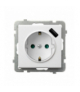 SONATA GP-1RSPUSB/m/75 Gniazdo pojedyncze z uziemieniem schuko z przesłonami torów prądowych, z ładowarką USB Biały Mat Ospel