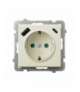 SONATA GP-1RSPUSBAC/m/27 Gniazdo pojedyncze z uziemieniem schuko z przesłonami torów prądowych, z ładowarką USB A+C Ecru Ospel