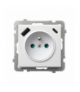 SONATA GP-1RZPUSBAC/m/75 Gniazdo pojedyncze z uziemieniem z przesłonami torów prądowych, z ładowarką USB A+C Biały Mat Ospel