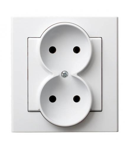 SONATA GP-2R/75 Gniazdo podwójne kompletne z ramką Biały Mat Ospel