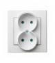 SONATA GP-2RP/75 Gniazdo podwójne z przesłonami torów prądowych, kompletne z ramką Biały Mat Ospel