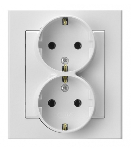 SONATA GP-2RS/75 Gniazdo podwójne z uziemieniem schuko kompletne z ramką Biały Mat Ospel