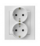 SONATA GP-2RS/75 Gniazdo podwójne z uziemieniem schuko kompletne z ramką Biały Mat Ospel
