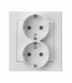 SONATA GP-2RSP/75 Gniazdo podwójne z uziemieniem schuko z przesłonami torów prądowych, kompletne z ramką Biały Mat Ospel