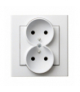SONATA GP-2RZ/75 Gniazdo podwójne z uziemieniem kompletne z ramką Biały Mat Ospel