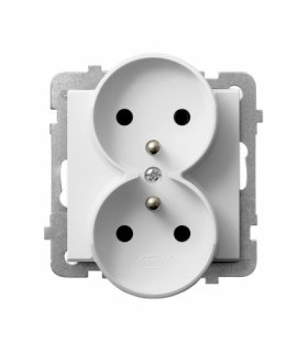 SONATA GP-2RRAZ/m/00 Gniazdo podwójne z uziemieniem moduł bez ramki (do ramek 4mm) Biały Ospel